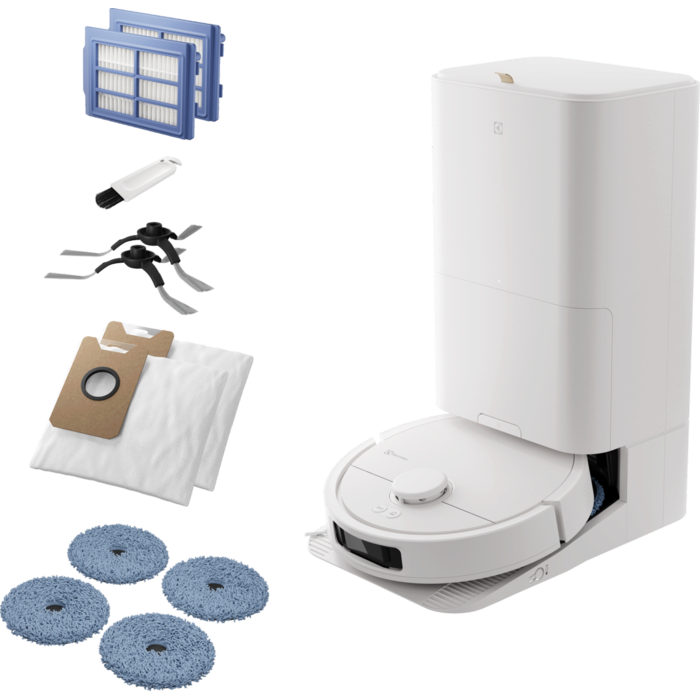 Electrolux ER81UW3SW 800 Robot Vacuum Cleaner with All-in-1 station robot usisivač bez vrećice Shell White 208 minuta