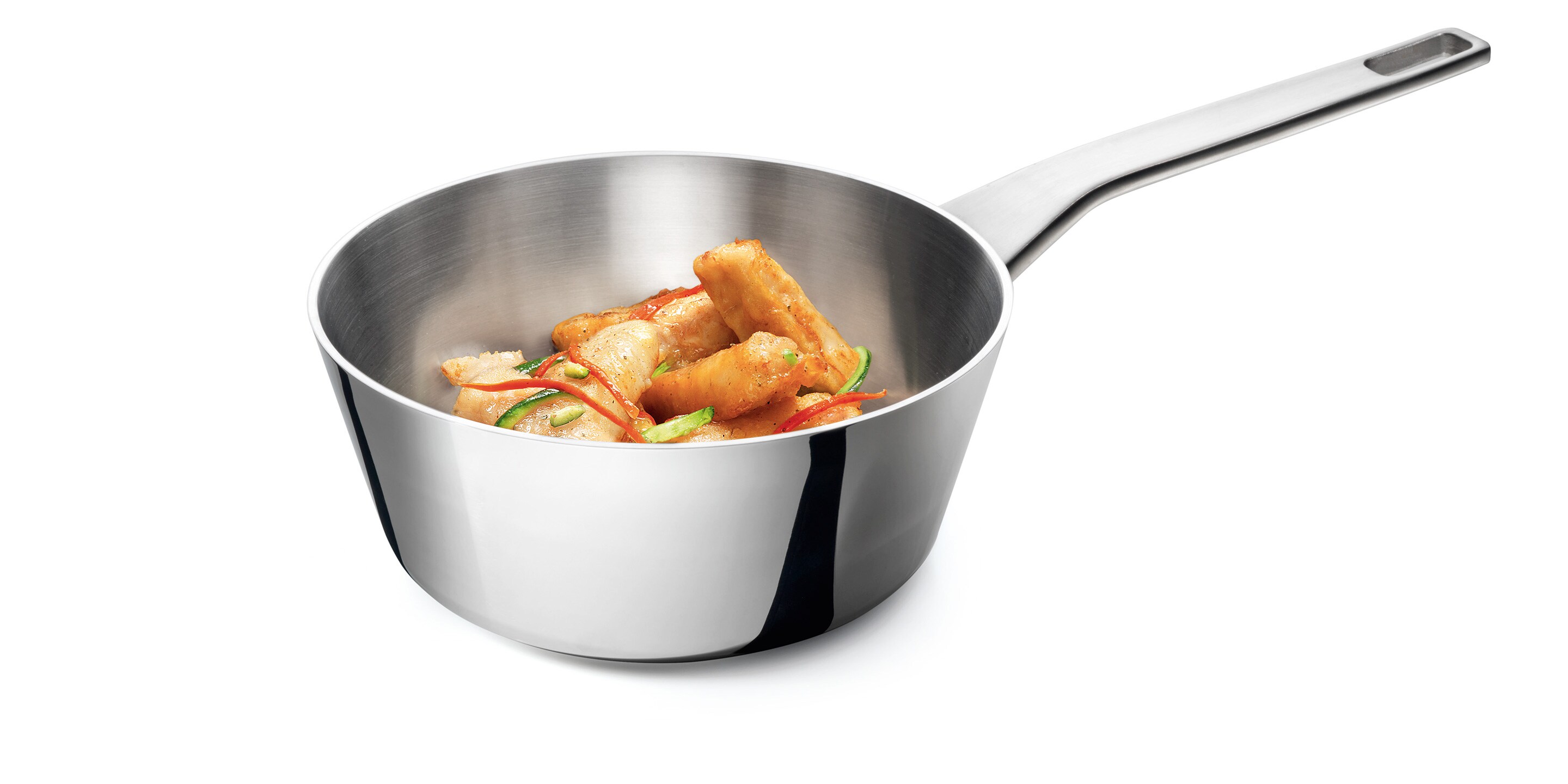Duboki tiganj Conical Sauté u kom se kuva meso