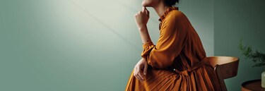 woman with green background