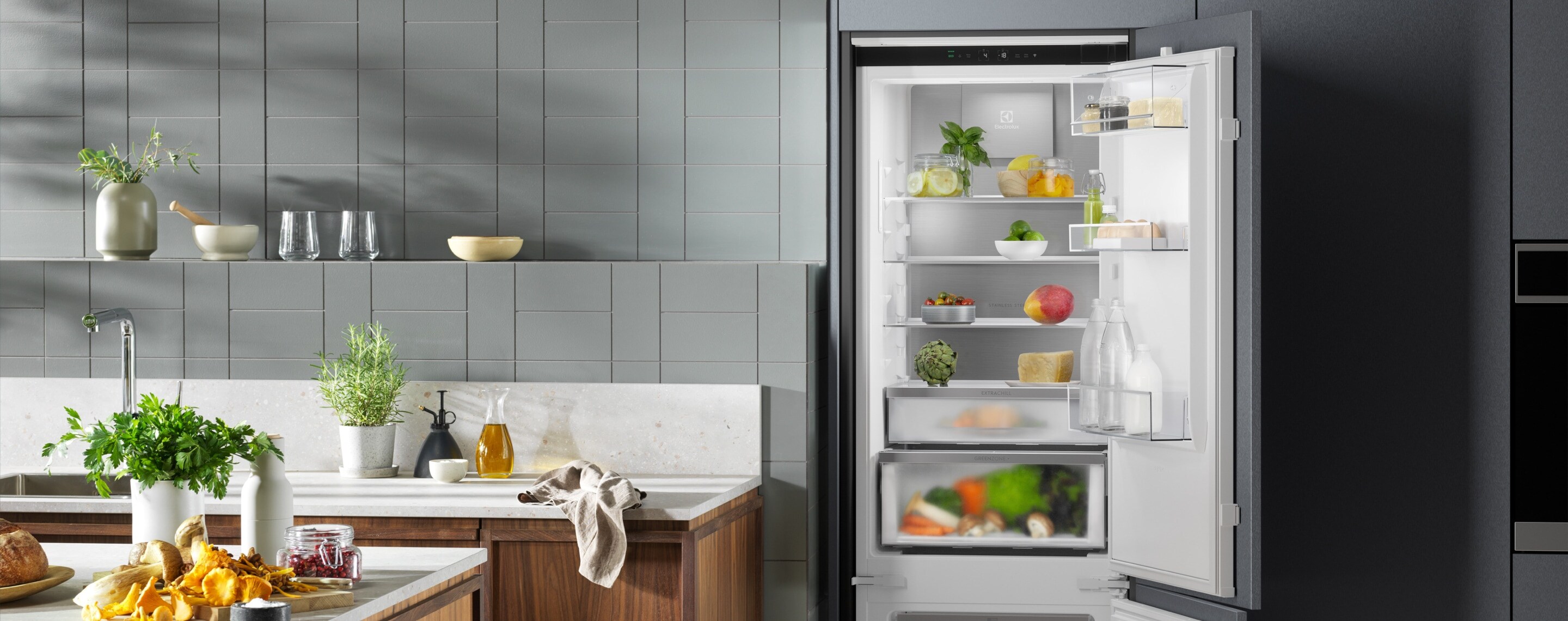 Fridge freezer full of vegetables