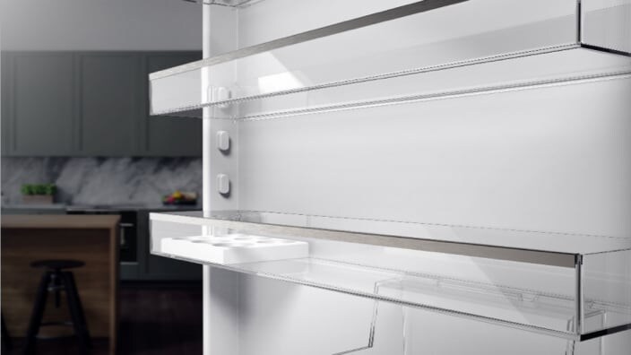 The inside of a fridge door