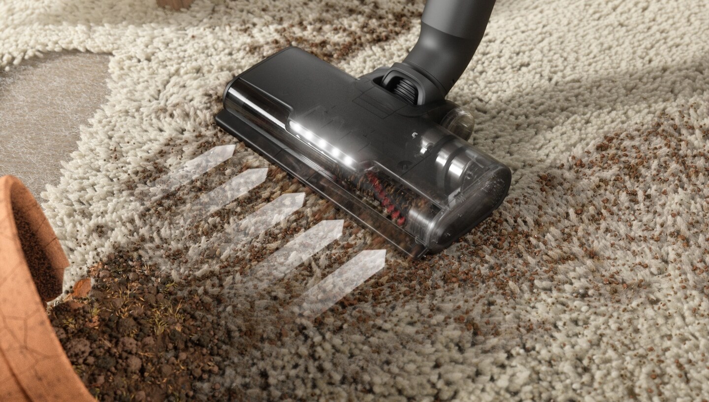 Vacuum nozzle on a carpet.