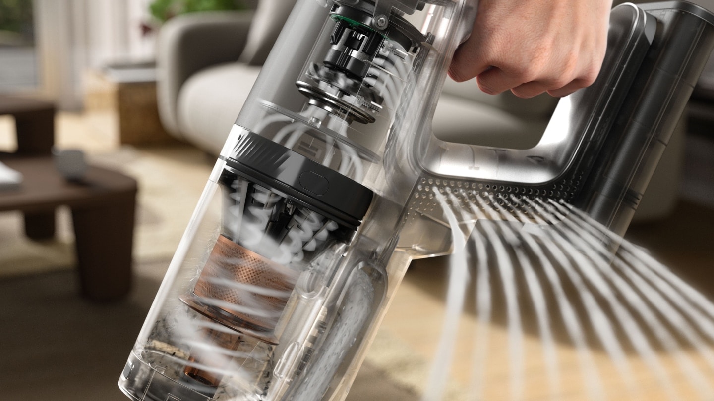 Close up of handheld vacuum cleaner.