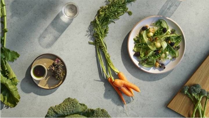 Fresh food placed on a table.