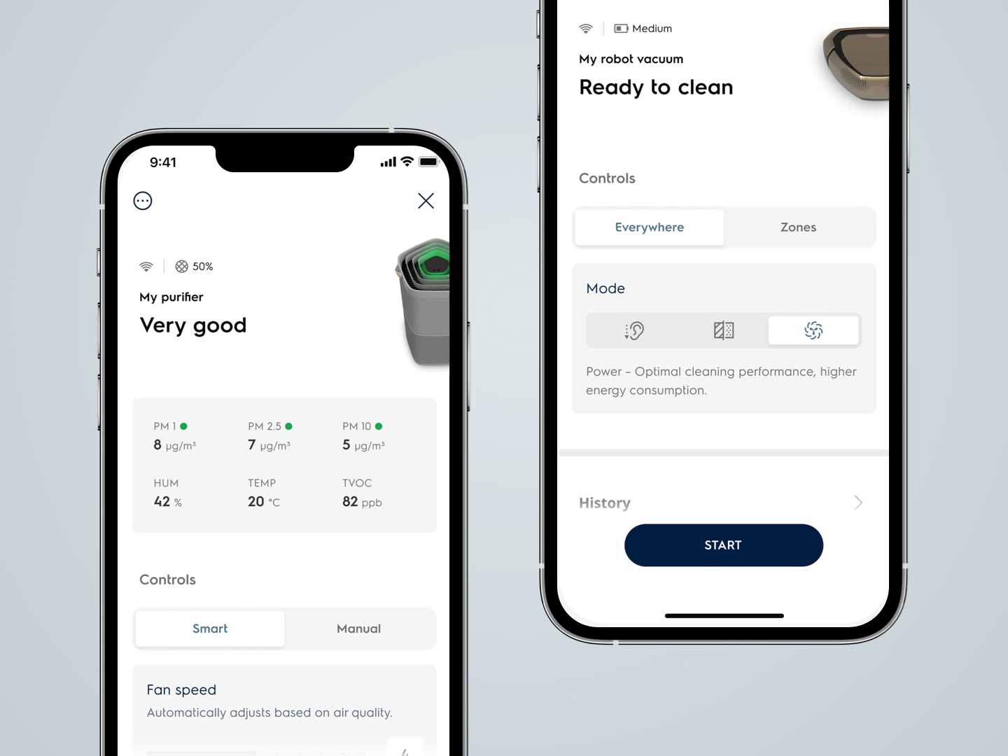 Electrolux app on phone screens